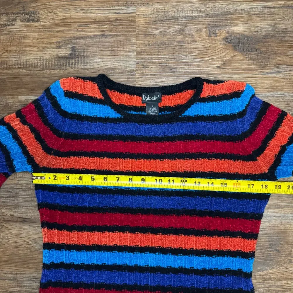Rafaella size SMALL striped sweater 80% Silk VINTAGE thick knit - Picture 4 of 7